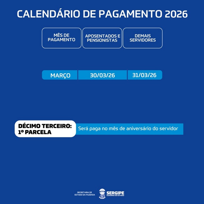 Governo do Estado divulga o calendário de pagamento dos servidores